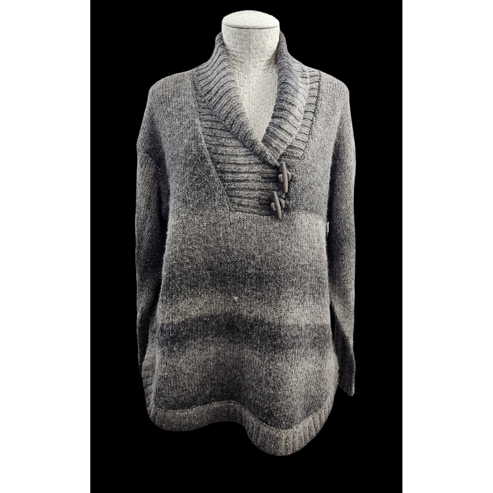 RUFF HEWN Brown Long Sleeve Knit Sweater Pullover‎ Women's L Button Collar